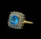 3.00 ctw Blue Topaz, Aquamarine, and Diamond  Ring - 14KT Yellow Gold
