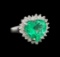 GIA Cert 6.11 ctw Emerald and Diamond Ring - 14KT White Gold