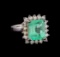 4.96 ctw Emerald and Diamond Ring - 14KT White Gold