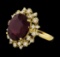 10.95 ctw Ruby and Diamond Ring - 14KT Yellow Gold