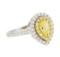 0.96 ctw Yellow and White Diamond Ring - 14KT White And Yellow Gold