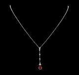 1.06 ctw Ruby and Diamond Pendant With Chain - 18KT White Gold