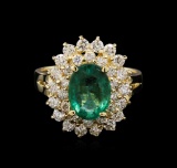 2.28 ctw Emerald and Diamond Ring - 14KT Yellow Gold