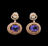 14KT Rose Gold 4.26 ctw Tanzanite and Diamond Earrings