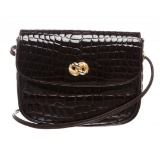 For the Art Brown Croc Leather Crossbody Bag