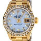 Rolex Ladies 18K Yellow Gold Mother Of Pearl Diamond President Wristwatch