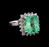 7.80 ctw Emerald and Diamond Ring - 14KT White Gold