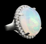 14.60 ctw Opal and Diamond Ring - 14KT White Gold