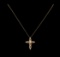 3.00 ctw Topaz and Diamond Cross Pendant With Chain - 10KT Yellow Gold