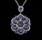 14KT White Gold 8.42 ctw Tanzanite and Diamond Pendant With Chain