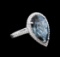 12.06 ctw Blue Topaz and Diamond Ring - 14KT White Gold