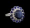 14KT White Gold 9.12 ctw Blue Star Sapphire and Diamond Ring