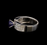 1.61 ctw Sapphire and Diamond Ring - 18KT White Gold