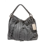 Dolce & Gabbana Gray Leather Ruffle Miss Brooke Ruffle Shoulder Bag