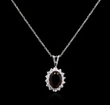 2.53 ctw Green Tourmaline and Diamond Pendant With Chain - 14KT White Gold