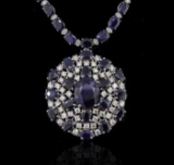 14KT White Gold 78.01 ctw Sapphire Necklace