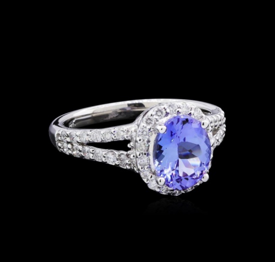 1.95 ctw Tanzanite and Diamond Ring - 14KT White Gold