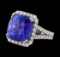 GIA Cert 14.91 ctw Tanzanite and Diamond Ring - 14KT White Gold