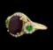 5.47 ctw Ruby, Tsavorite, and Diamond Ring - 14KT Yellow Gold