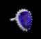 14KT White Gold GIA Certified 16.98 ctw Tanzanite and Diamond Ring