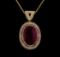 14KT Yellow Gold 21.67 ctw Ruby and Diamond Pendant With Chain