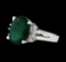 5.53 ctw Emerald and Diamond Ring - 14KT White Gold