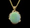 14KT Yellow Gold 8.71 ctw Opal and Diamond Pendant With Chain