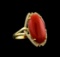 8.41 ctw Coral and Diamond Ring - 14KT Yellow Gold