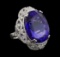 GIA Cert 45.32 ctw Tanzanite and Diamond Ring - 14KT White Gold