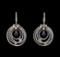 0.25 ctw Sapphire and Diamond Earrings - 14KT White Gold