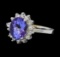 2.42 ctw Tanzanite and Diamond Ring - 14KT White Gold