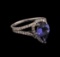 2.57 ctw Tanzanite and Diamond Ring - 14KT White Gold