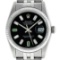 Rolex Mens 36mm Stainless Steel Black Diamond And Emerald Datejust Wristwatch
