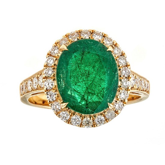 3.00 ctw Emerald and Diamond Ring - 18KT Yellow Gold