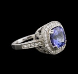 4.26 ctw Tanzanite and Diamond Ring - 14KT White Gold