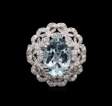 4.70 ctw Aquamarine and Diamond Ring - 18KT White Gold