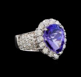 14KT White Gold 4.32 ctw Tanzanite and Diamond Ring