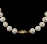 11MM Freshwater Pearl Necklace With 14KT Yellow Gold Clasp