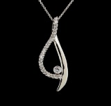 14KT White Gold 0.54 ctw Diamond Pendant With Chain