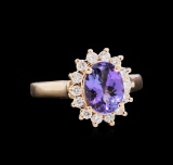 1.55 ctw Tanzanite and Diamond Ring - 14KT Rose Gold