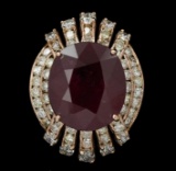 14KT Rose Gold 13.42 Ruby and Diamond Ring