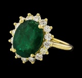 5.43 ctw Emerald and Diamond Ring - 14KT Yellow Gold