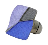 Tri Color Hand Painted Square Ring - Rhodium Plated