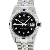 Rolex Stainless Steel 1.20 ctw Diamond and Sapphire DateJust Men's Watch