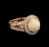 3.20 ctw Opal and Diamond Ring - 14KT Rose Gold