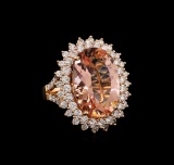 14KT Rose Gold 13.41 ctw Morganite and Diamond Ring