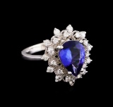 2.54 ctw Tanzanite and Diamond Ring - 14KT White Gold