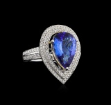 14KT Two-Tone Gold 4.23 ctw Tanzanite and Diamond Ring