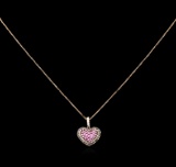 0.81 ctw Pink Sapphire and Diamond Pendant With Chain - 14KT Rose Gold