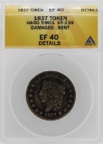 1837 Hard Times Not One Cent Token ANACS XF40 Details